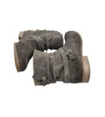 Cizme dama Pier One 40, piele intoarsa, gri - imagine 4