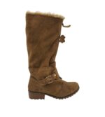 Cizme dama 36, piele intoarsa, maro, imblanite