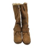 Cizme dama 36, piele intoarsa, maro, imblanite - imagine 3