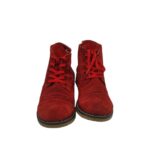 Ghete dama 40, piele intoarsa, rosu - imagine 3