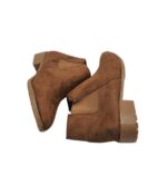 Botine dama 37, material textil, maro - imagine 4