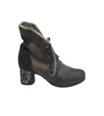 Botine dama  40, imitație de piele, piele, gri,  imblanite