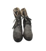 Botine dama  40, imitație de piele, piele, gri,  imblanite - imagine 3