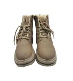 Ghete barbati 43, imitație de piele, bej, imblanite - imagine 3