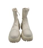 Botine dama 37, imitatie de piele, alb - imagine 3