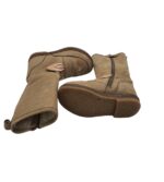 Cizme copii 26, piele, bej, imblanite - imagine 4