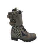 Ghete dama 38, material textil, piele, gri , captusite