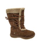 Cizme dama Northside 38, piele intoarsa, maro, imblanite