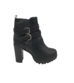 Botine dama Krush 39, imitație de piele, negru