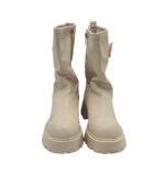 Cizme dama Studio London 40, imitație de piele, bej, captusite - imagine 3