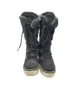 Cizme dama 39, material textil, piele intoarsa, gri, imblanite - imagine 3