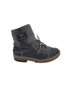 Ghete dama Rieker 39, imitație de piele, piele intoarsa, negru, imblanite