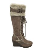 Cizme dama S' Oliver 38, piele intoarsa, bej, captusite