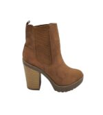 Botine dama New Look 38, material textil, imitatie de piele, maro