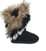 Cizme dama 39, piele intoarsa, negru,  imblanite