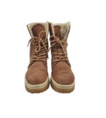 Ghete dama Tamaris 37, piele intoarsa, maro, imblanite - imagine 3