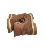 Ghete dama Tamaris 37, piele intoarsa, maro, imblanite - imagine 4