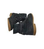 Ghete dama 38, piele intoarsa, negru - imagine 4