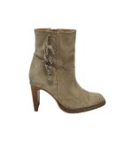 Botine dama 38, piele intoarsa, bej