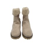 Botine dama 39, material textil, bej - imagine 3