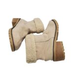 Botine dama 39, material textil, bej - imagine 4