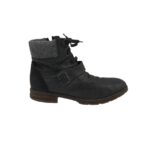 Ghete barbati Rieker 44, piele, imitatie de piele, negru, imblanite