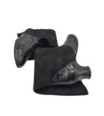 Cizme dama 39, piele, piele intoarsa, negru - imagine 4