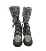 Cizme dama Light Style 40, piele, material textil, gri, waterproof - imagine 3