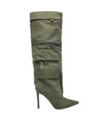 Cizme dama Simmi 38, material textil, verde