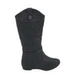 Cizme dama 38, imitatie de piele, negru, imblanite