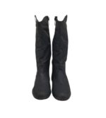 Cizme dama 38, imitatie de piele, negru, imblanite - imagine 3