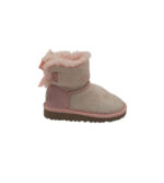 Cizme copii Ugg 28, piele intoarsa, crem roz, imblanite