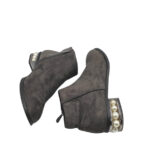 Botine dama 38, material textil, gri - imagine 4