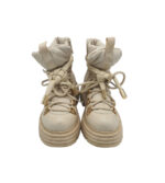 Ghete dama DeeZee 36, imitatie de piele, material textil, crem - imagine 3