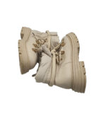 Ghete dama DeeZee 36, imitatie de piele, material textil, crem - imagine 4