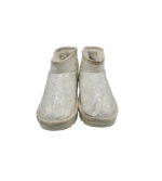 Cizme copii River Island 34, imitație de piele, alb gri, imblanite - imagine 3