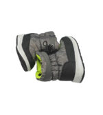 Cizme copii 28, imitatie de piele, material textil, negru gri, imblanite - imagine 4