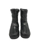 Cizme dama 40, imitatie de piele , material textil, negru, imblanite - imagine 3