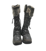 Cizme dama Willow 39, imitatie de piele, material textil, gri, imblanite - imagine 3