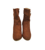 Botine dama 39, material textil, maro - imagine 3