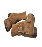 Botine Freeflex 39, piele intoarsa, maro - imagine 4