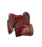 Ghete dama Double You 39, piele, piele intoarsa, rosu - imagine 4