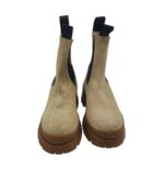 Ghete dama Last 37, piele intoarsa, material textil,  maro - imagine 3