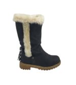 Cizme dama Jumex 39, imitatie de piele, negru, imblanite