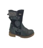 Cizme dama Rieker 39, piele, piele intoarsa, negru, imblanite