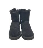 Cizme dama Mustang 40, piele intoarsa, negru, imblanite - imagine 3