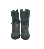 Botine dama 36, piele, piele intoarsa, albastru - imagine 3