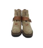 Ghete dama Fun & Co 39, piele intoarsa, bej - imagine 3