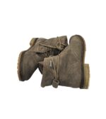 Ghete dama Tamaris 37, piele intoarsa, gri , imblanite - imagine 4