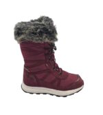 Cizme dama Trollkids 38, material textil, piele intoarsa, visiniu, imblanite